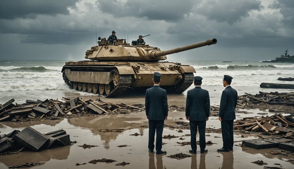 amphibious tanks dismantle sea fence