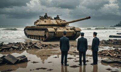 amphibious tanks dismantle sea fence