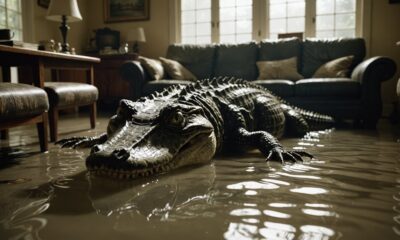 crocodile enters flooded home