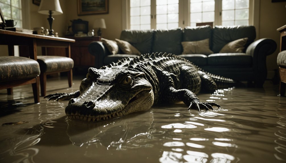 crocodile enters flooded home