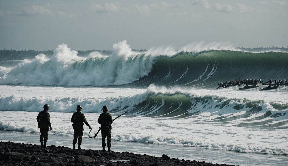 high waves navy fishermen