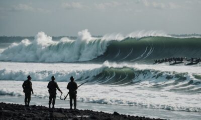 high waves navy fishermen