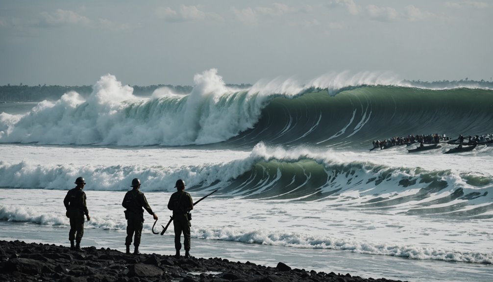 high waves navy fishermen