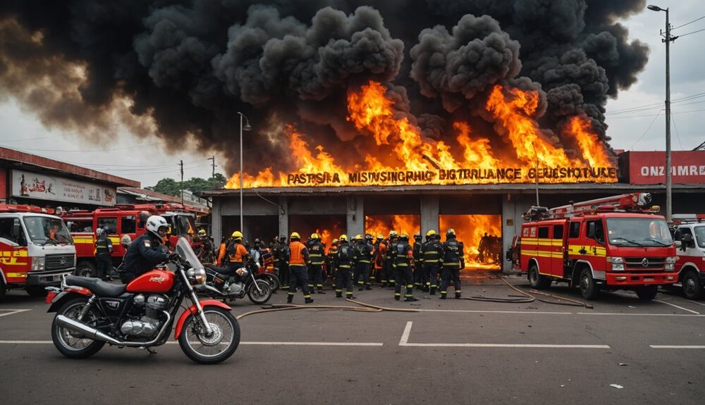 motorcycle workshop fire response